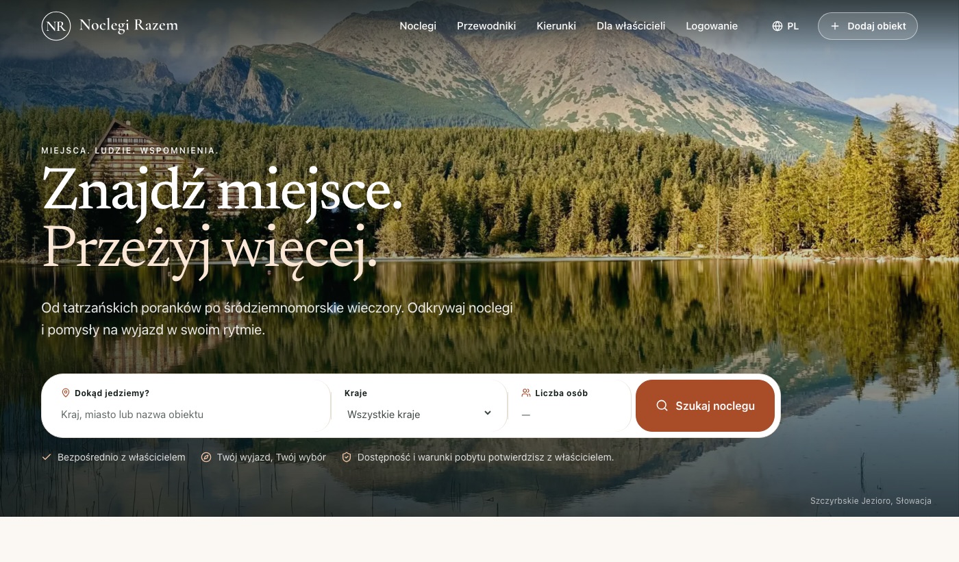 Strona główna portalu Noclegi Razem z wyszukiwarką noclegów